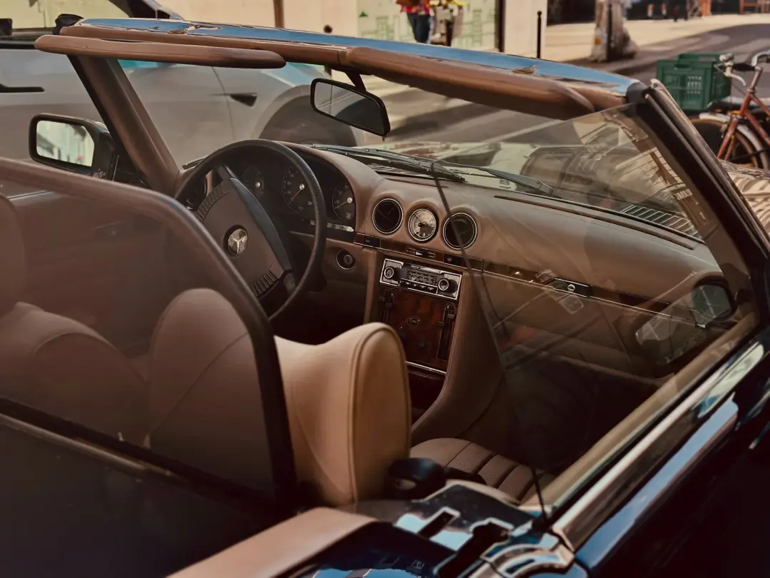 Interior of a classic convertible
